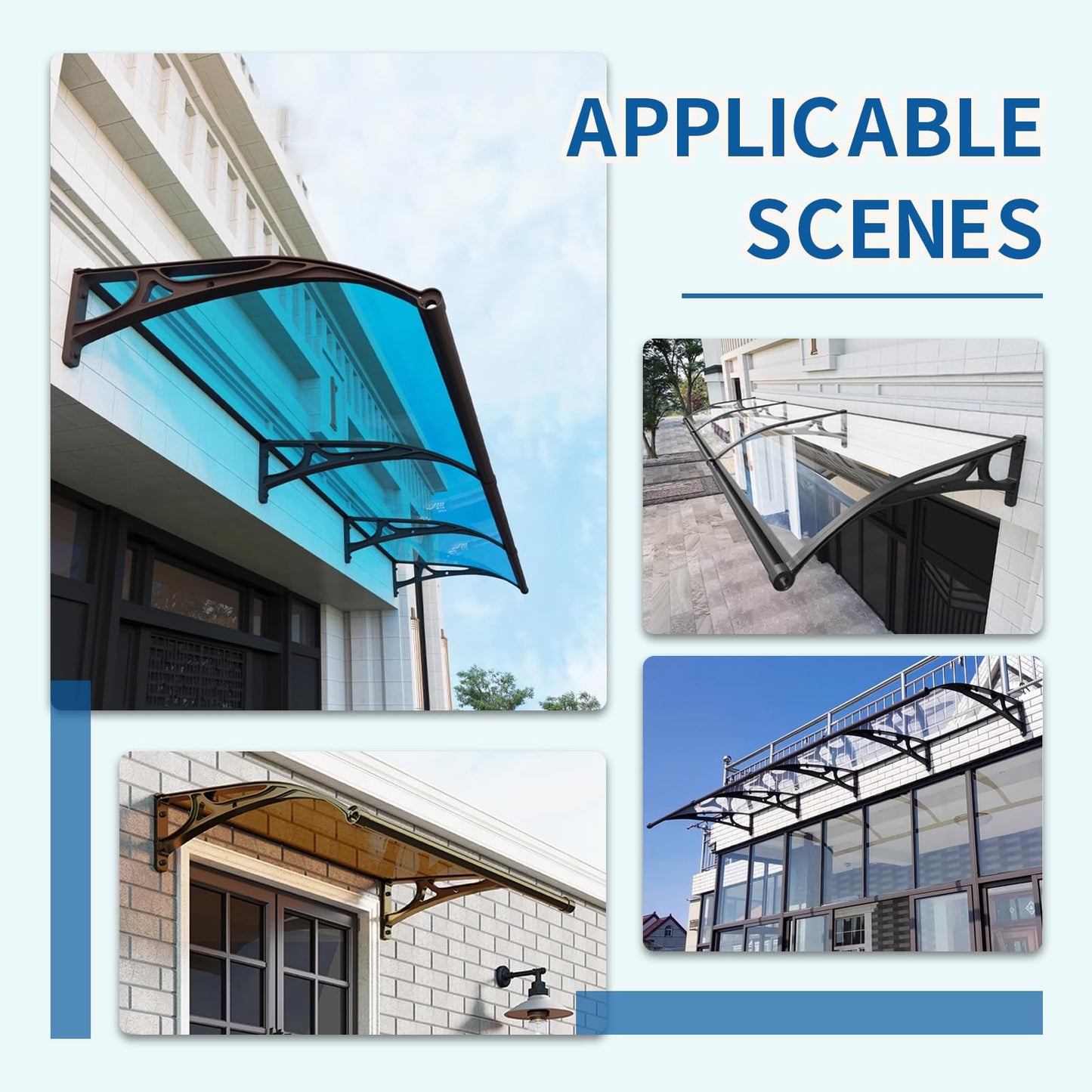 Door Awnings Exterior, Polycarbonate Cover Awnings for Doors Entrance, Awning for Door Window Exterior with Aluminum Bracket for Sun Shutter, UV, Rain and Snow Protection-B-60x60cm/24x24in