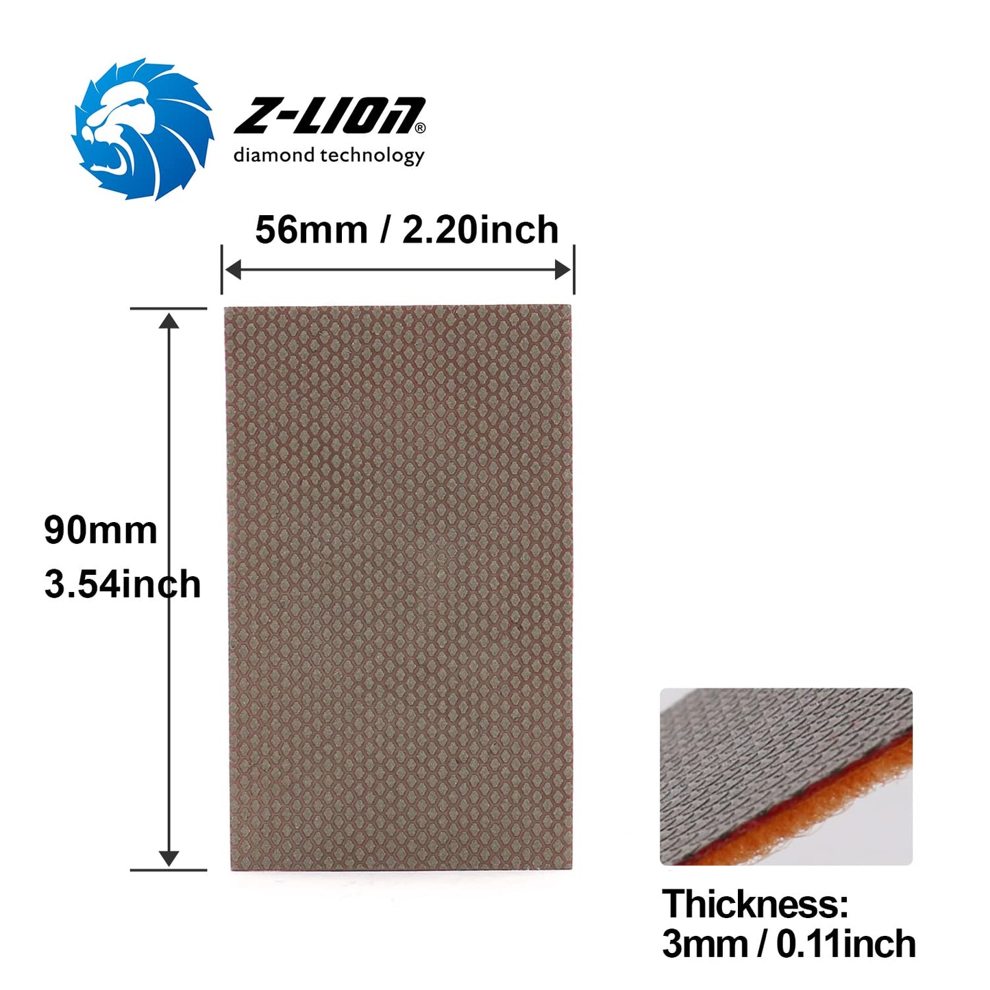 Z-Lion Diamond Abrasive Paper Sheets 200 Grit Diamond Sandpaper Nylon Back for Grinding Stone Glass Ceramic(1 Pcs)