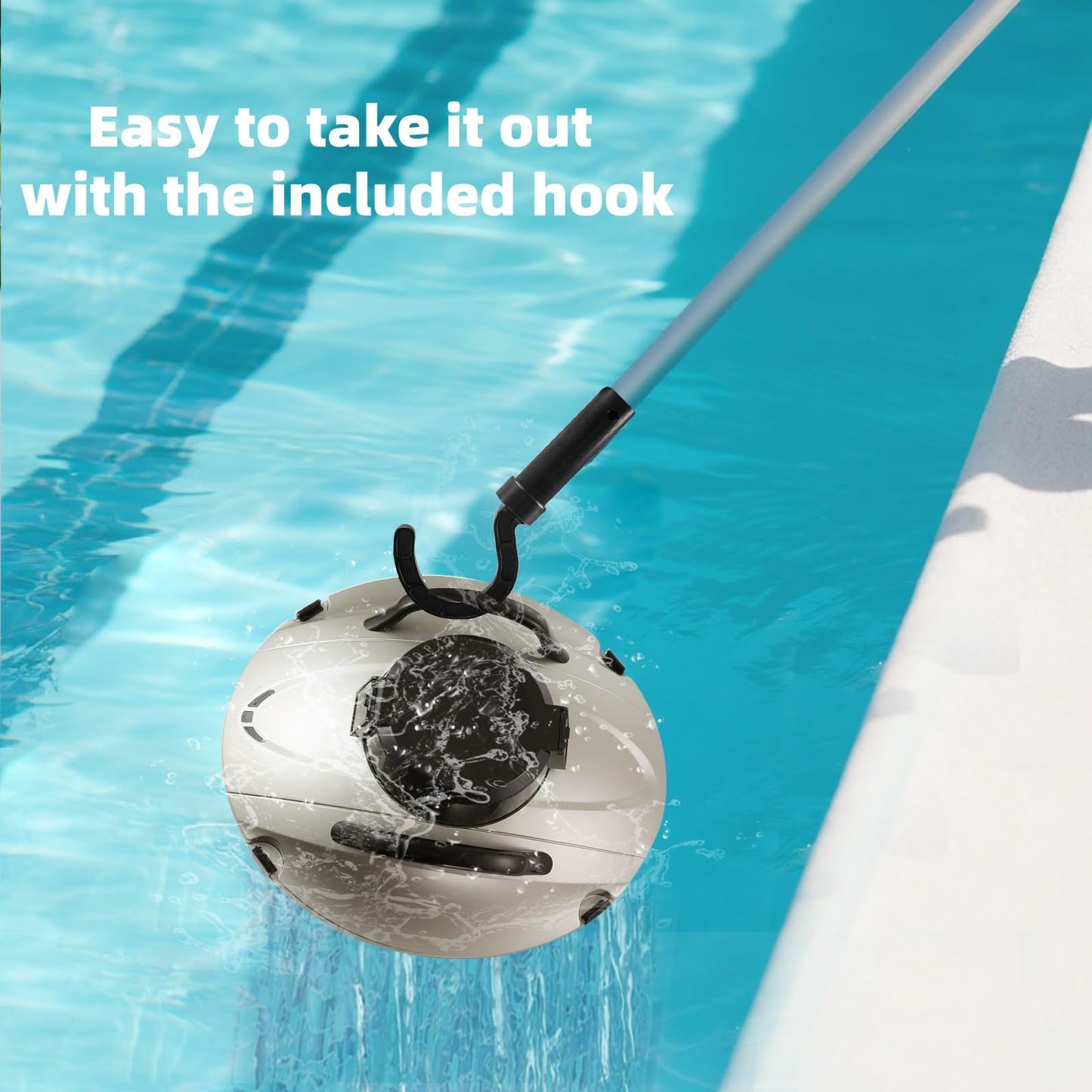 Cordless Robotic Pool Cleaner, Automatic Pool Vacuum for Above Ground Pools，Self-Parking
