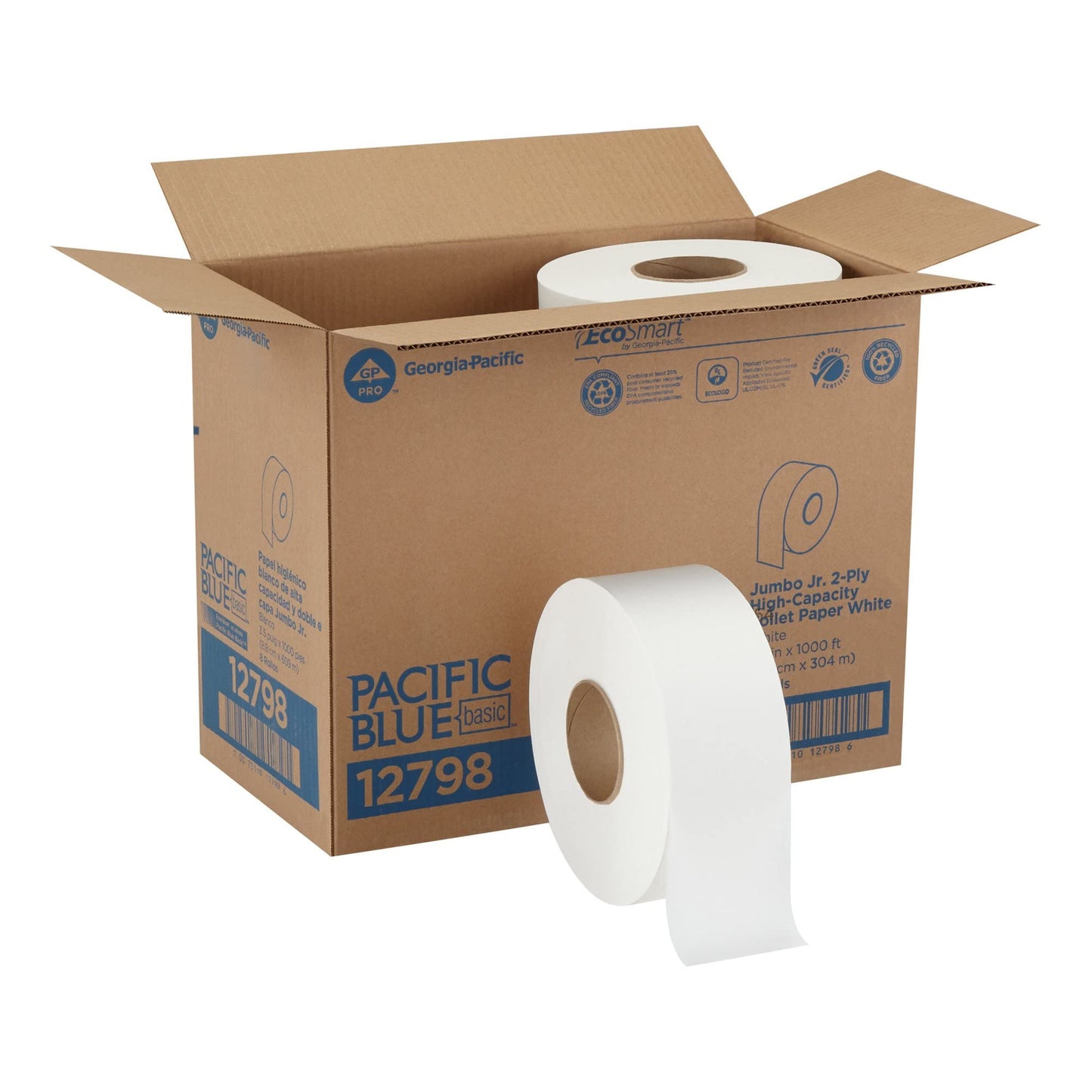 Georgia-Pacific Pacific Blue Basic 2-Ply Jumbo Jr. 9" Toilet Paper by GP PRO (Georgia-Pacific), 12798, 1,000 Linear Feet per Roll, 8 Rolls Per Case