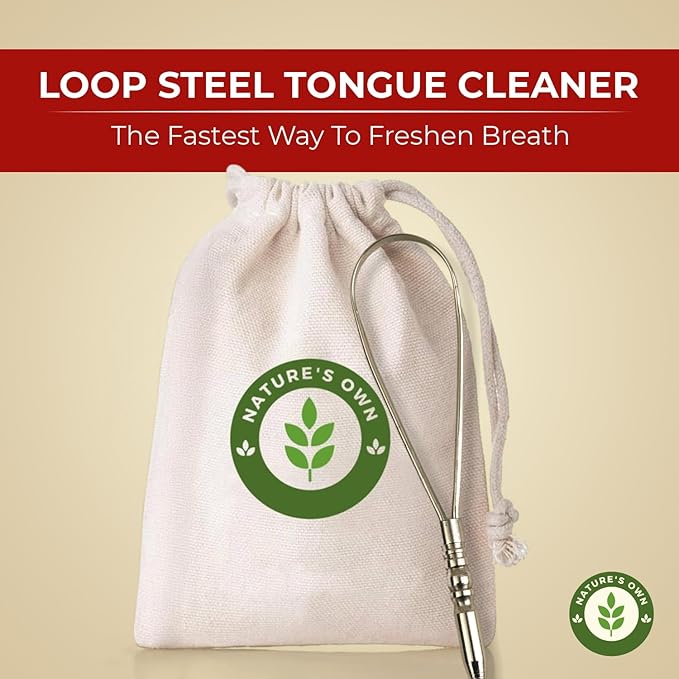 Nature's Own Tongue Scraper for Adults with Eco Friendly Travel Case 100% Stainless Steel, Reduce Bad Breath, Tongue Scrubber, Easy to Use, Tongue Cleaner for Oral Care & Hygiene