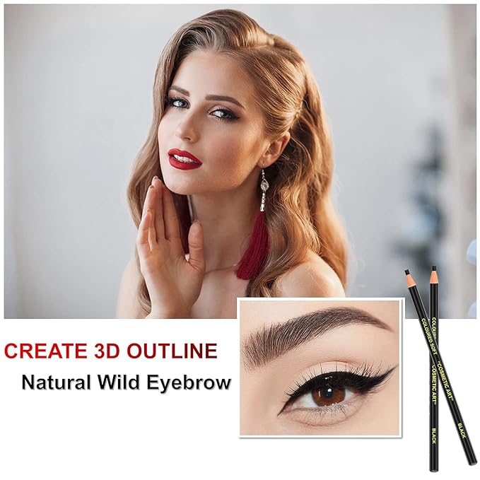 AWCCXMYM 12 Pcs Dark Brown Eyebrow Pencils for Women with Sharpener Waterproof and Sweat-Proof Eyebrow Pen Long-Lasting Eyeliner Pencil Create a Natural Eye Brow Makeup
