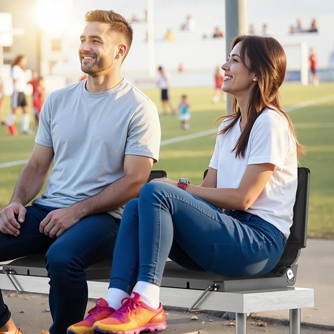 Jocoevol Stadium Seats with Back Support and Cushion, Portable Folding Comfort Bleacher Seats w/Shoulder Strap & Carry Handle for Sports Events Concerts Outdoor