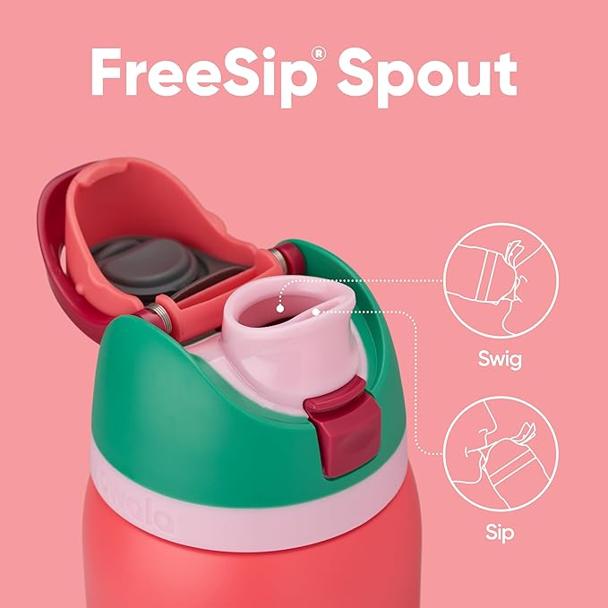 Owala FreeSip Insulated Stainless Steel Water Bottle with Straw for Sports, Travel, and School BPA-Free Sports Water Bottle, 32 oz, Strawberry Field