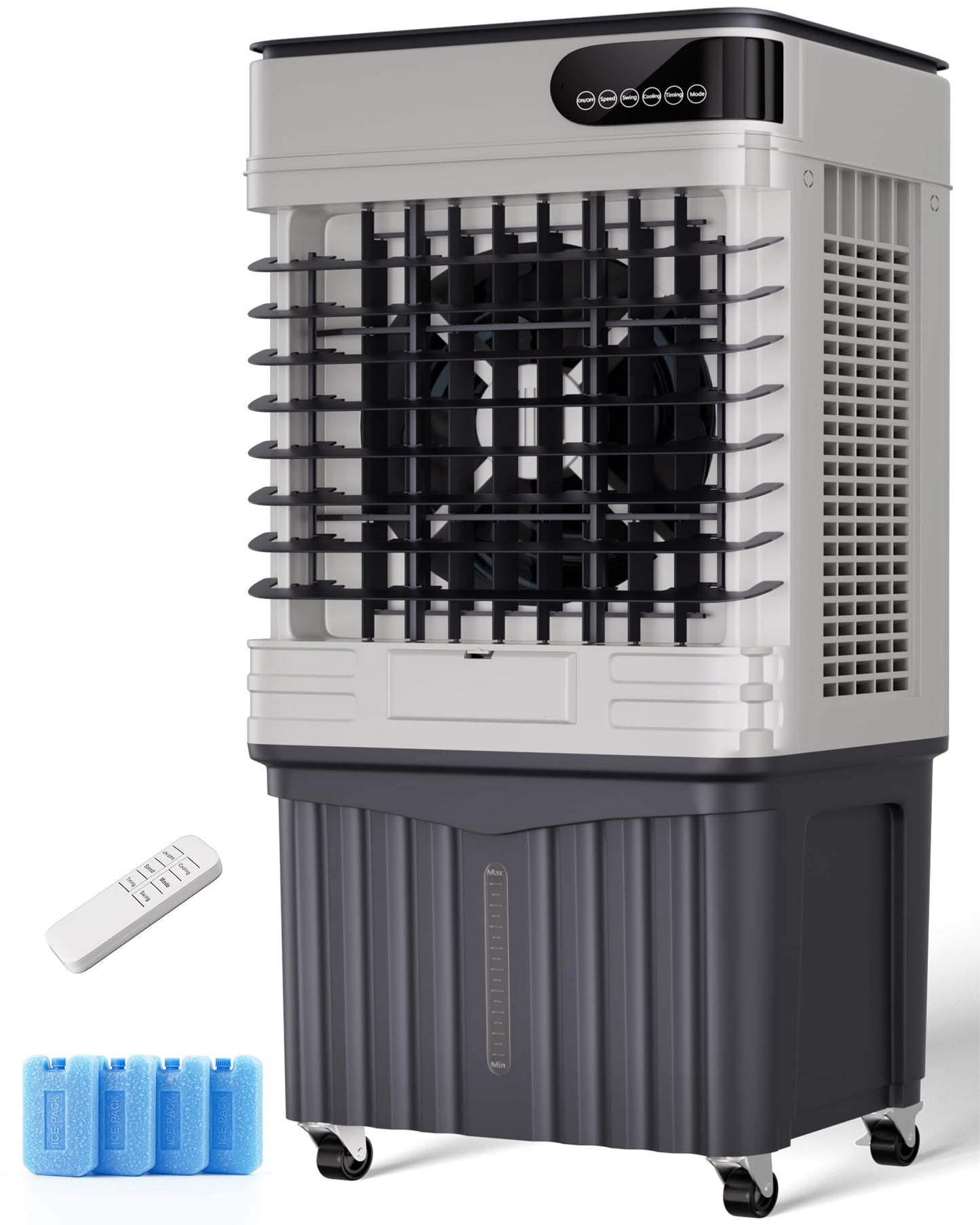 Uthfy Swamp Cooler, 41 Inch Evaporative Air Cooler with 13.5 Gal Large Water Tank, 3600 CFM, 120° Oscillation, 3 Modes & 3 Speeds, Remote, 12 H Timer, 4 Ice Packs, Portable Air Conditioner for Outdoor