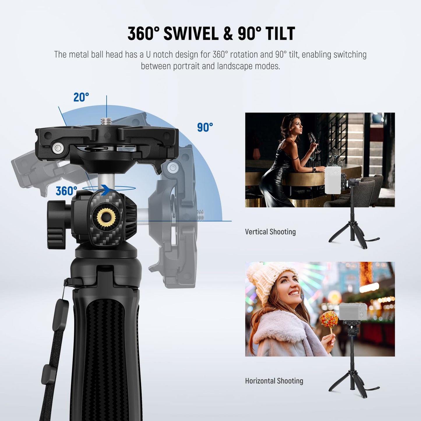 Neewer Tp38 Phone Camera Tripod, 15 Extendable Selfie Stick Metal Stand With Phone Holder, Action Camera Adapter Compatible With