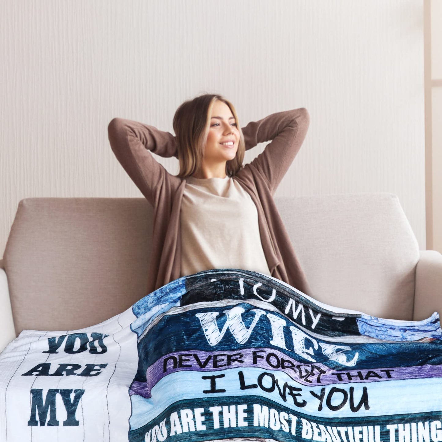 STRJOYNY Gifts for Wife from Husband, Anniversary Wedding Birthday Gift Ideas for Wife, I Love You Gifts for her, Romantic Gift for Women, to My Wife Blanket for Bedding Sofa Office Travel, 60''x50''