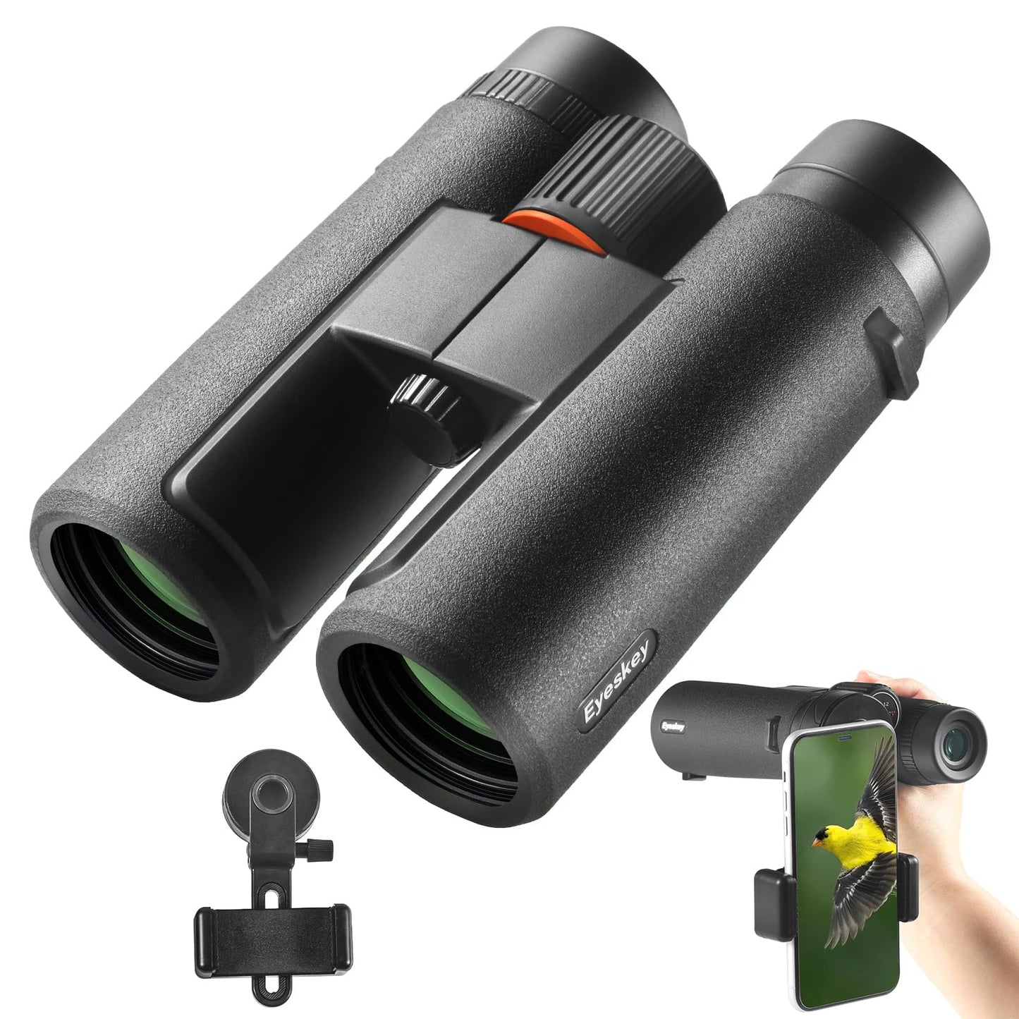 8x42 HD Wide-View Binoculars for Adults with Low Light Night Vision - Ultra-Bright Waterproof Binoculars with Smartphone Adapter