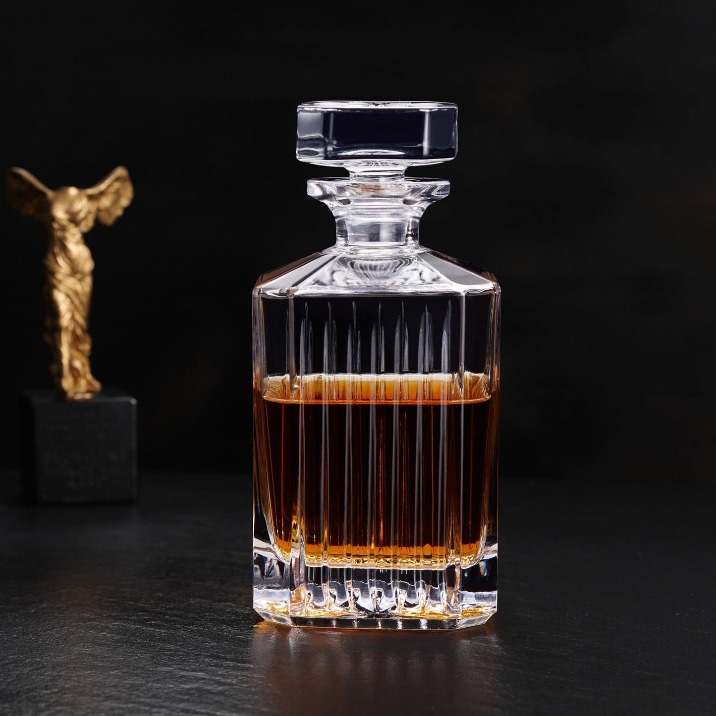 Royalrose Premium VertiLine Whiskey Decanter Set, A Timeless Gift for Men, Whiskey Glassware, 850ml, Anniversary Birthday Gifts for Him Husband Boyfriend (Whiskey Decanter)