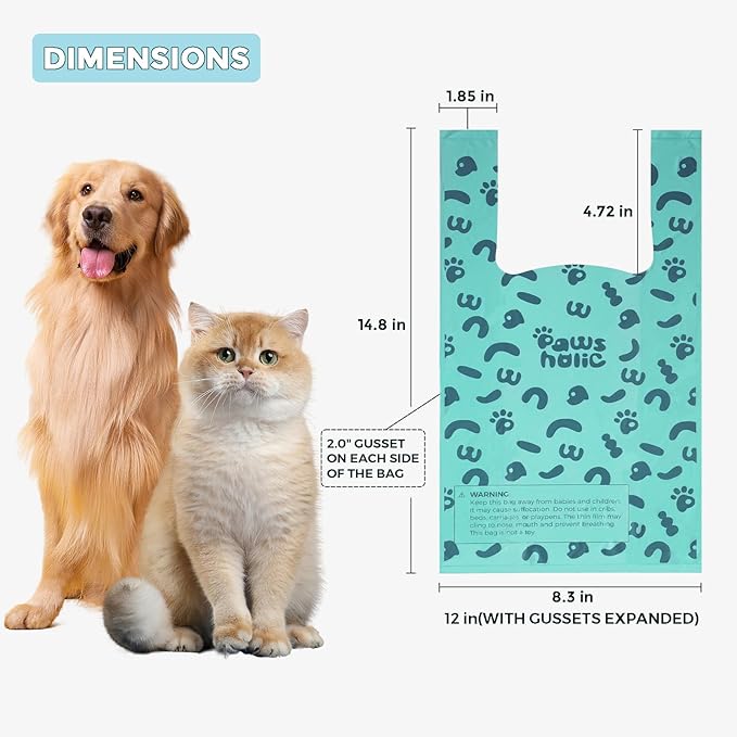 Cat Litter Disposal Bags and Dog Poop Bags with Handle, 360 Counts, Lavender Scented,Corn Starch Based Extra Thick and Guaranteed Leak Proof Poop bags for Kitty and Doggy