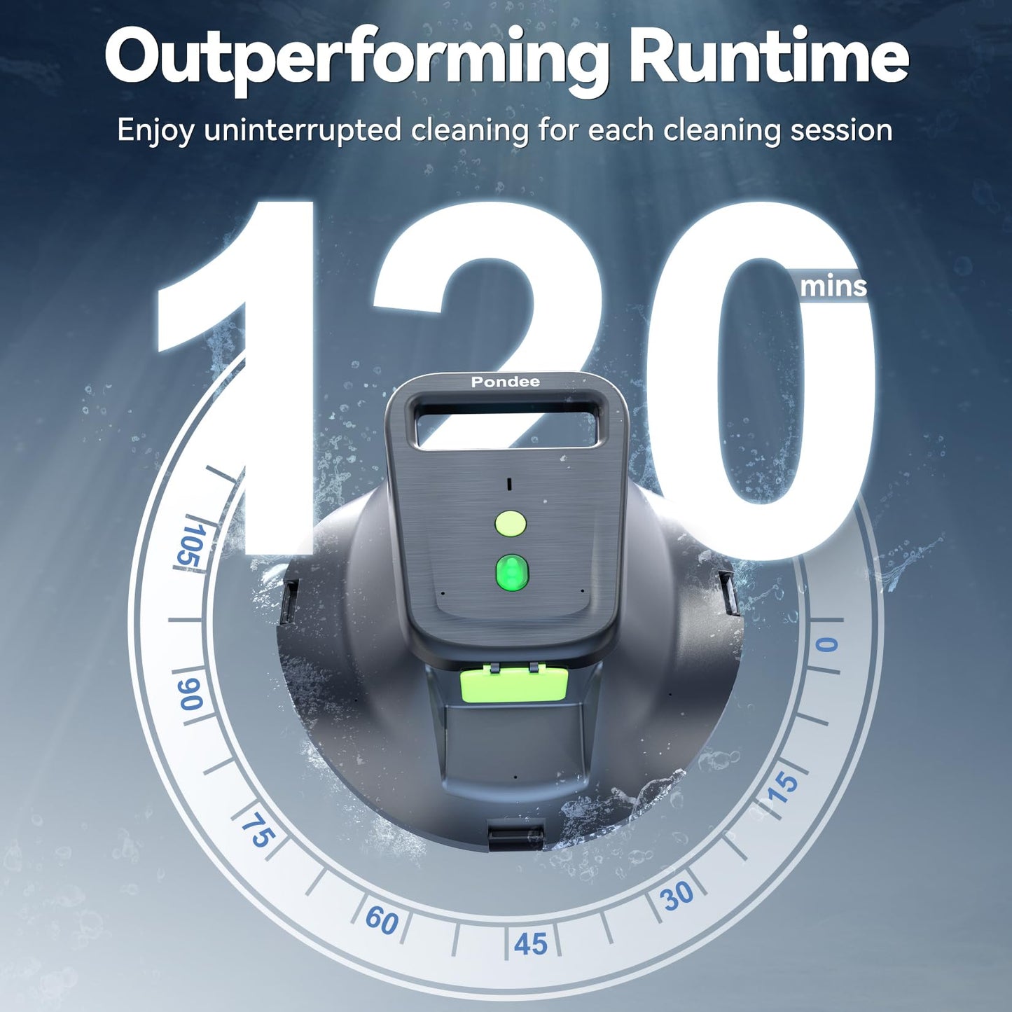 Pondee X1 Robotic Pool Vacuum, Cordless Pool Cleaner with 120-Min Runtime, Auto-Parking, 2.5h Fast Charging, for Above-Ground & Flat-Bottom Inground Pools up to 850 sq.ft