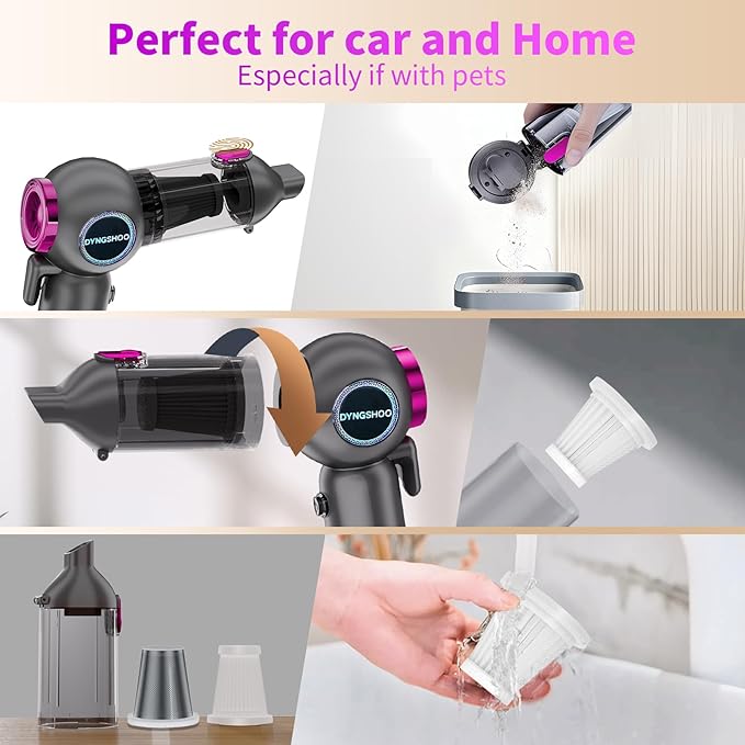 Handheld Car Vacuum Portable Cordless（Equipped with a one-Touch Window Breaker and Seatbelt Cutter ） Car Vacuum Cleaner with 25000Pa Ultra-Strong Suction,Design for Drivers, Home, Pet Hair