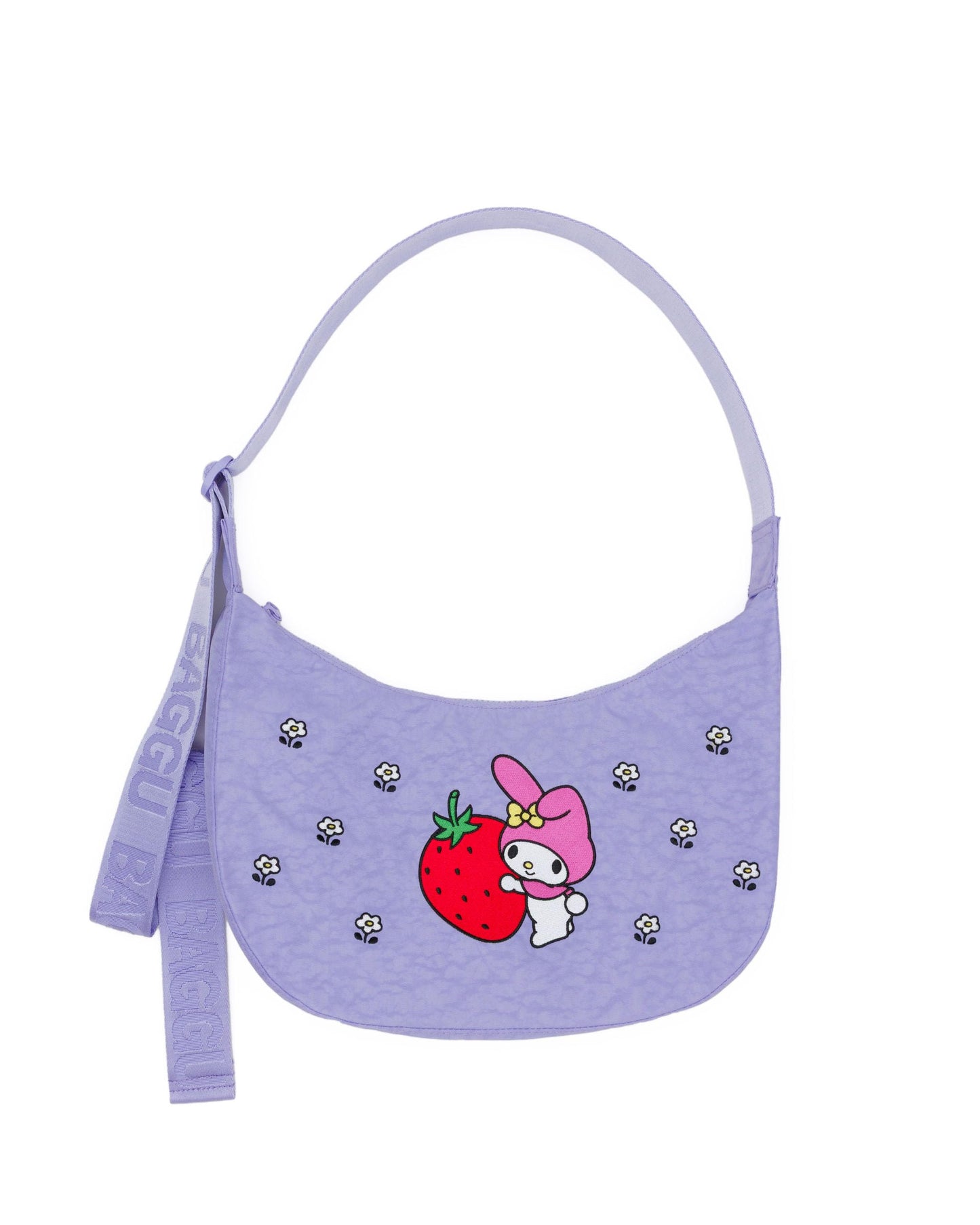 BAGGU Medium Nylon Crescent Bag - Embroidered My Melody Strawberry