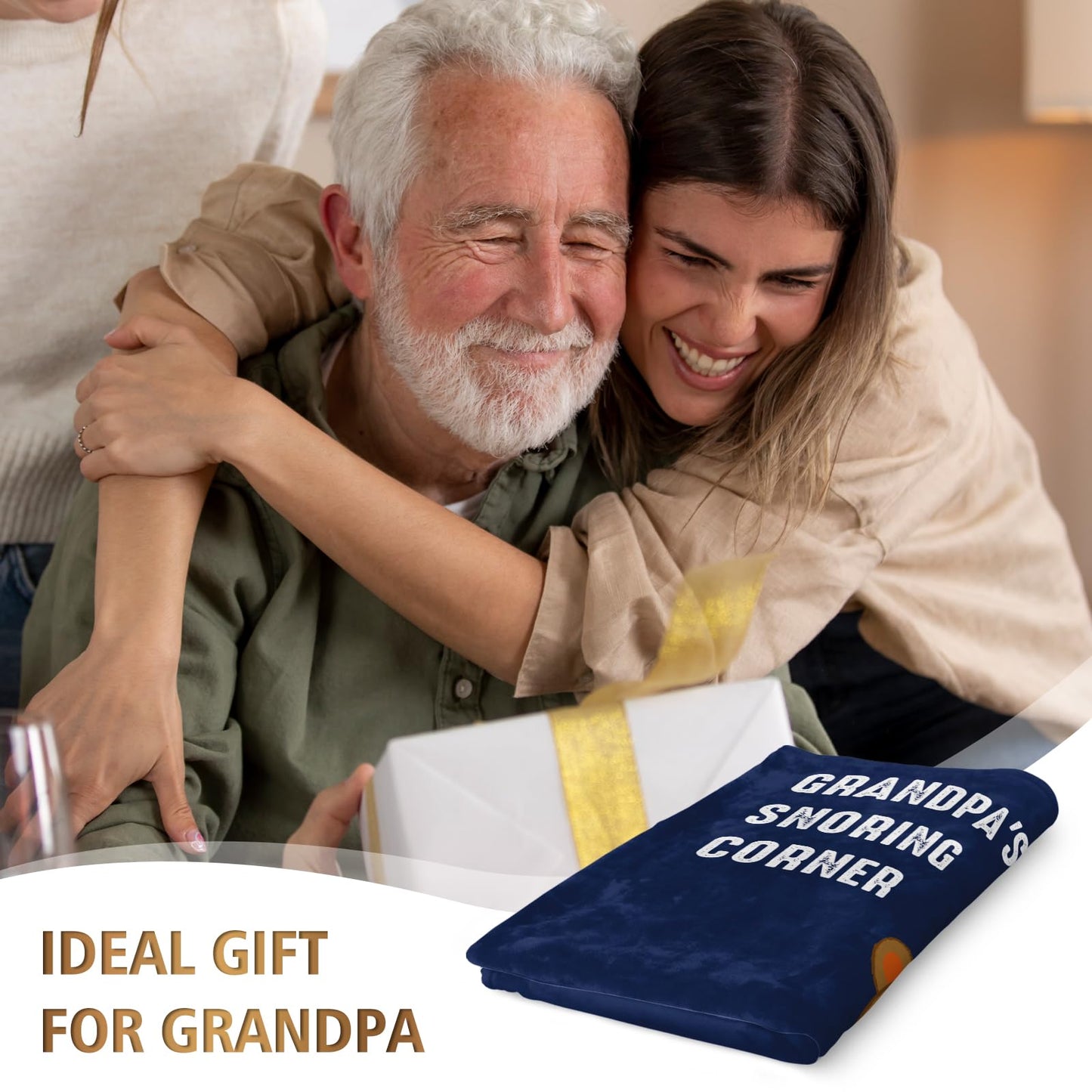 Niyewsor Grandpa Gifts, Grandparents Day Gifts for Grandpa, Birthday Gift for Grandfather, Grandpa's Snoring Corner Blanket, Gift for Grandfather from Granddaughter, Grandkids, 60"x50"