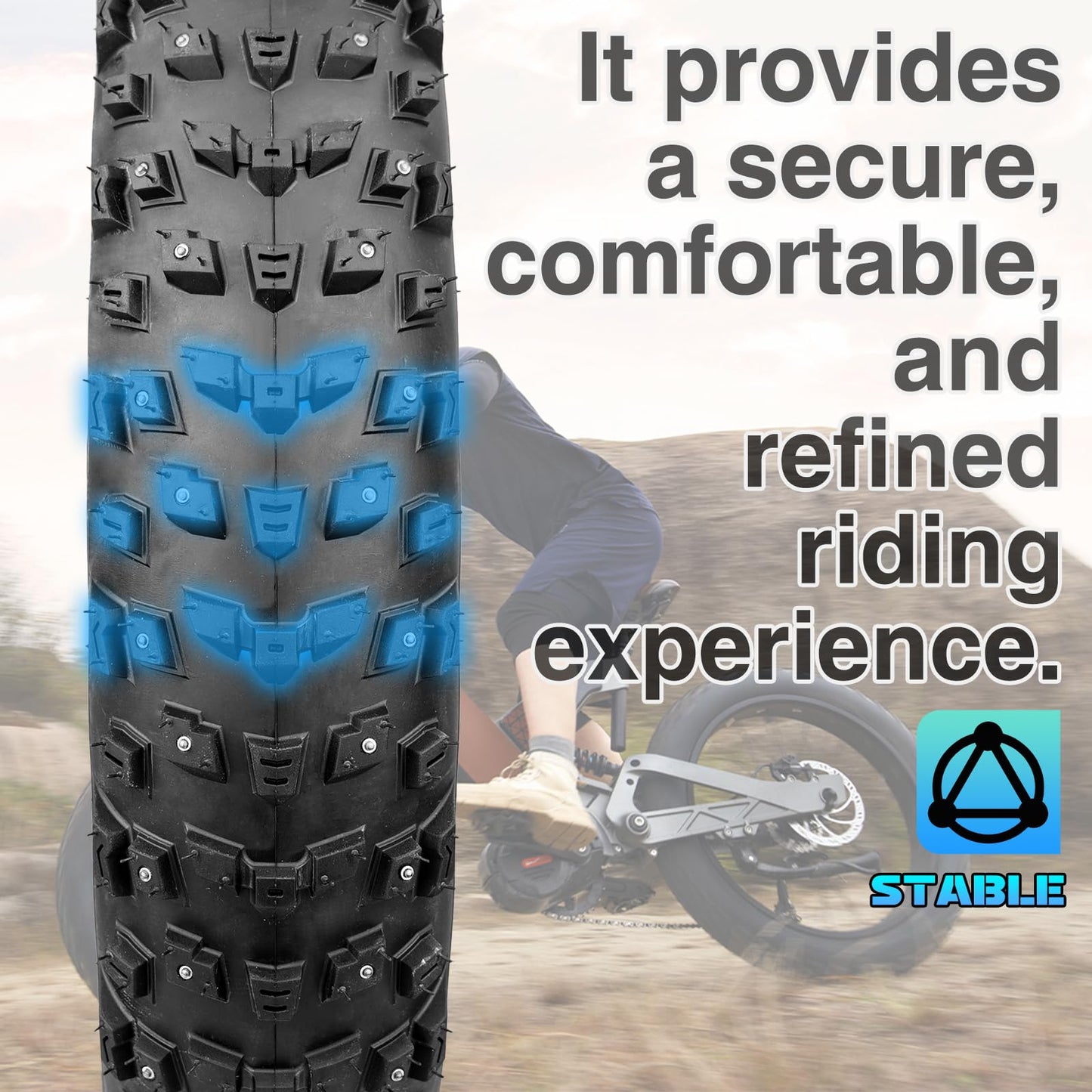 MAKELEN 20x4.0/26x4.0 Studded Snow Bike Tires - Deep Tread Winter Tire with Steel Spikes for Snow and Sand Terrains - Anti-Slip Bicycle Tires for Off-Road Cycling (Black(2 Tires&2Tubes), 20x4)
