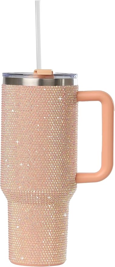 Sip+Sea Grenada 40oz Rhinestone-Encrusted Insulated Tumbler - Premium Bling Stainless Steel Water Bottle with Handle, Doub...