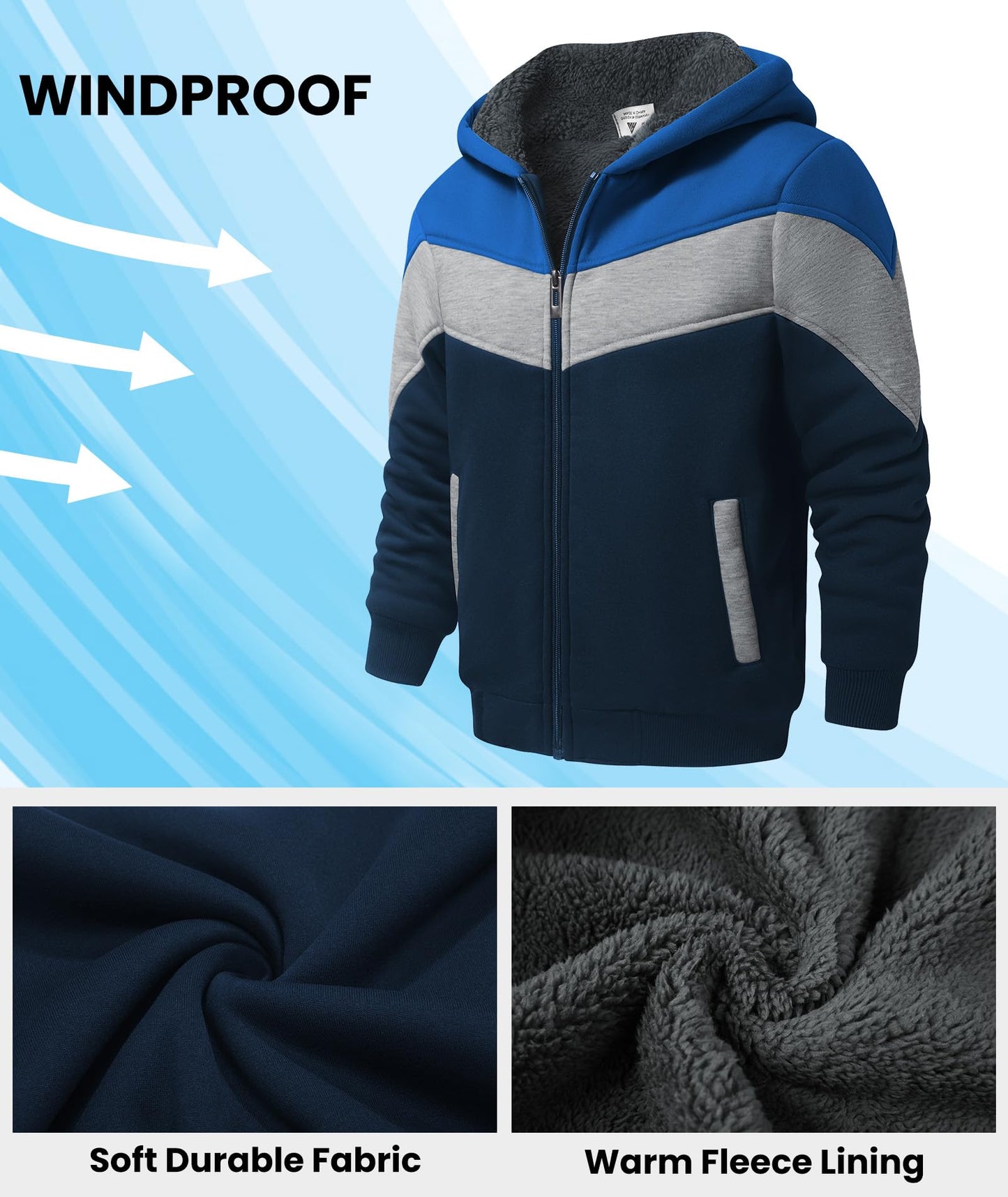SWISSWELL Unisex Boys Girls Jacket Fleece Lined Hoodie Long Sleeve Zip up Soft Warm Sweatshirt Outerwear for Kids