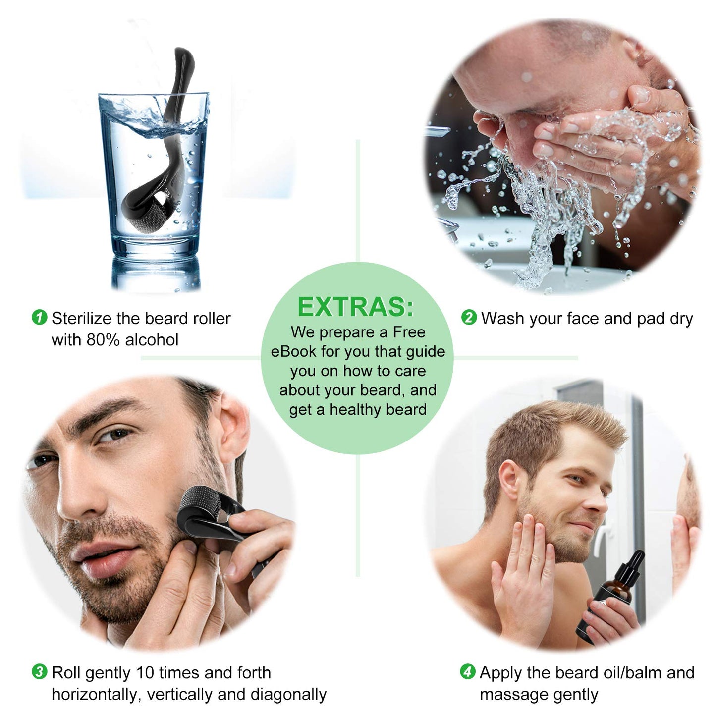 Beard Growth Kit, Beard Kit with Beard Growth Oil, Balm, Comb, Massager for Fuller & Stronger Beards, Birthday Gifts for Men Husband Dad Boyfriend
