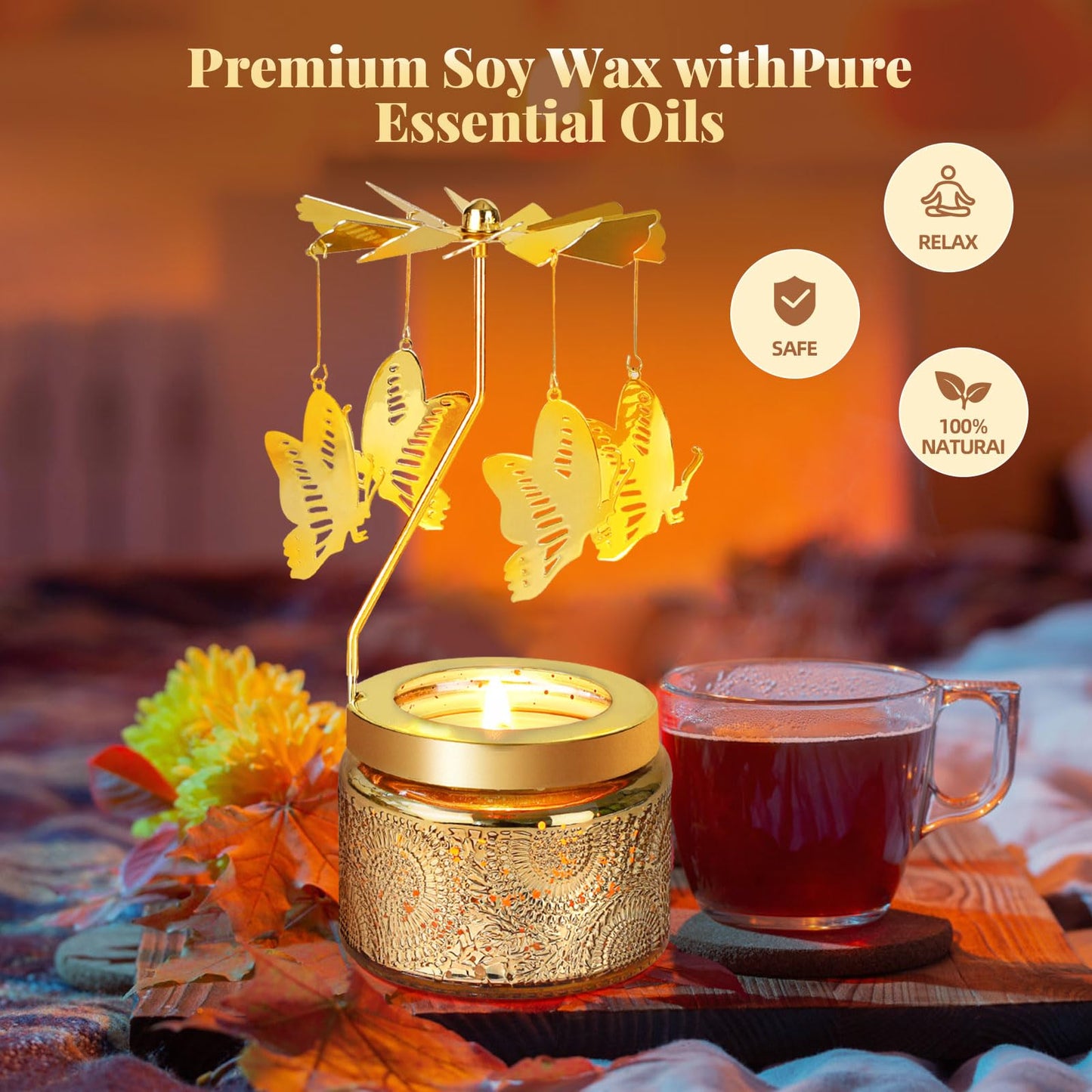 Birthday Gifts for Women, Mom, Wife, Girlfriend, Sister, Her, Female Friends, Gift for Women Birthday Unique, Mothers Day Gift, Anniversary Rotating Candles Gifts for Woman (Butterfly)
