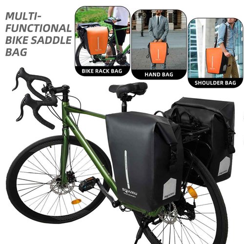 SOUUXIU 18L Bicycle Pannier Bag Waterproof Multi-Functional 1PCS/2PCS, Dry Sacks Bike Saddle Bag Quick Release Bike Rear Rack Bag Large Luggage Trunk Bag for Mountain Bikes/Road Bikes