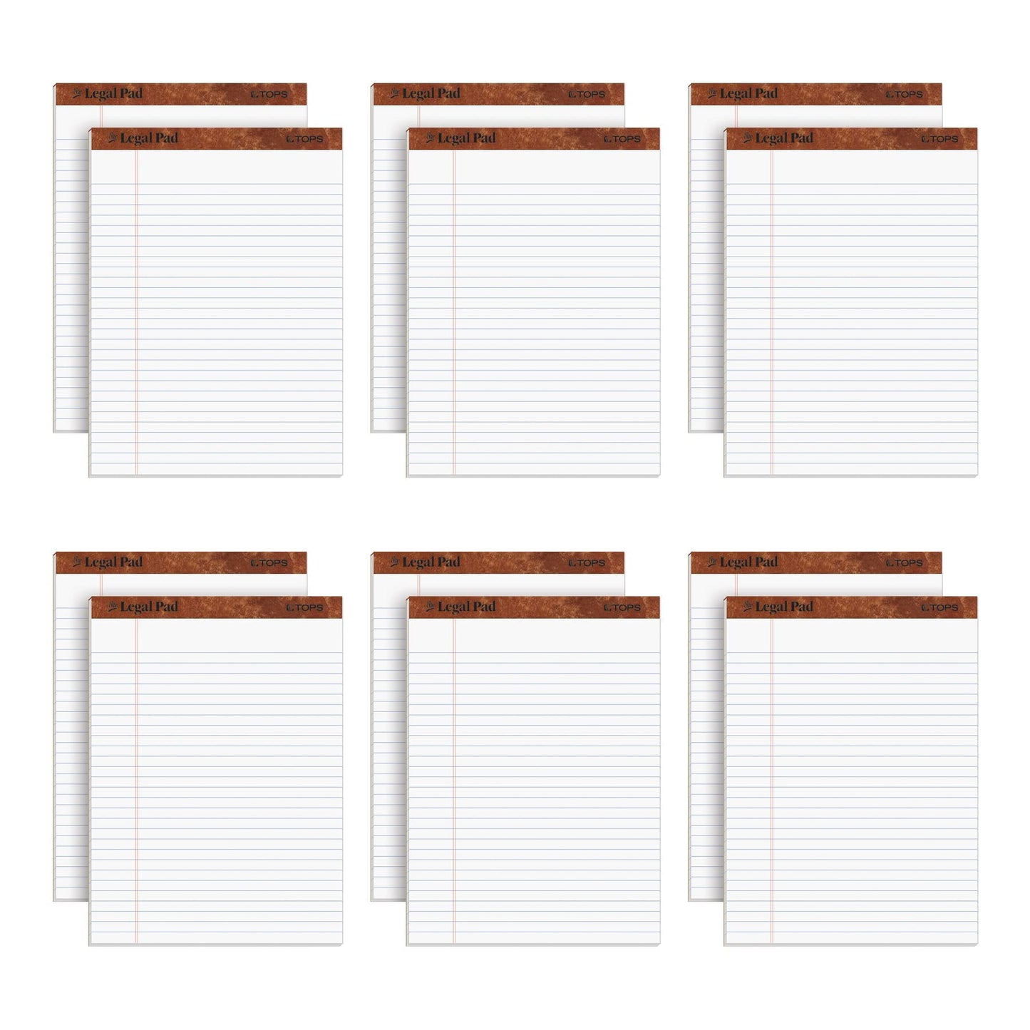 TOPS 8.5 x 11 3/4 Legal Pads, 12 Pack, The Legal Pad Brand, Wide Ruled, White Paper, 50 Sheets Per Writing Pad, Made in the USA (7533)