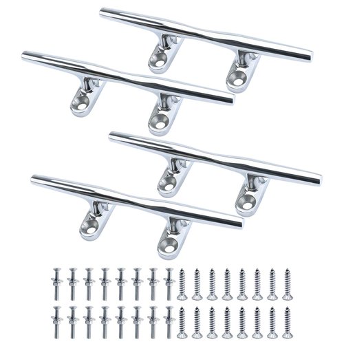 SHENGHUISS Boat Open Base Cleat 316 Stainless Steel Mooring Dock Cleat with Screw for Boat,Deck,Hook,Yacht 4 Pack 10 inch