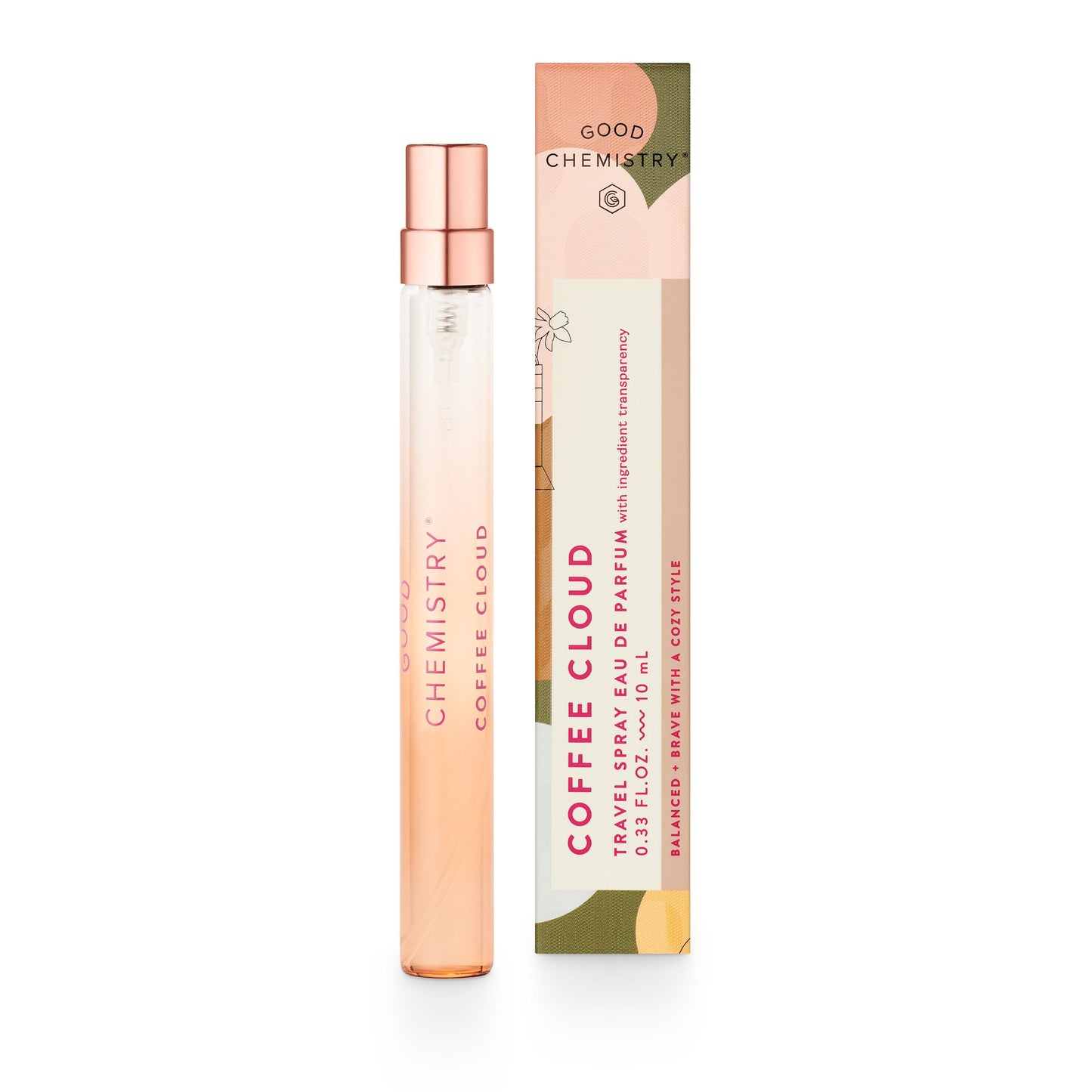 Good Chemistry Coffee Cloud Travel Spray 0.33 fl oz - Long-Lasting On-the-Go Perfume with Bergamot, Espresso, & Cedarwood - Balanced, Clean & Vegan