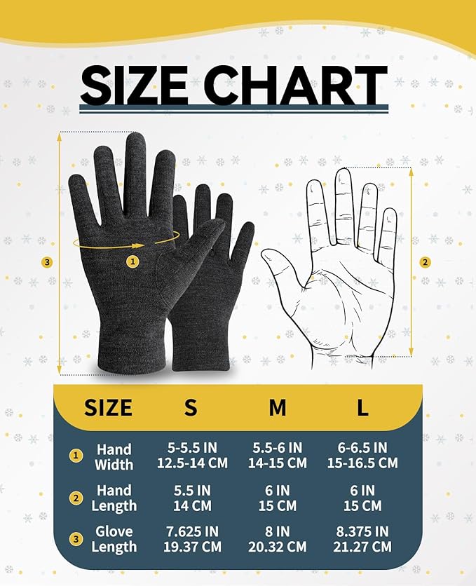 Merino Protect 100% Merino Wool Gloves For Kids Men Women Touch screen Thermal Glove Liners Ski Cold Weather