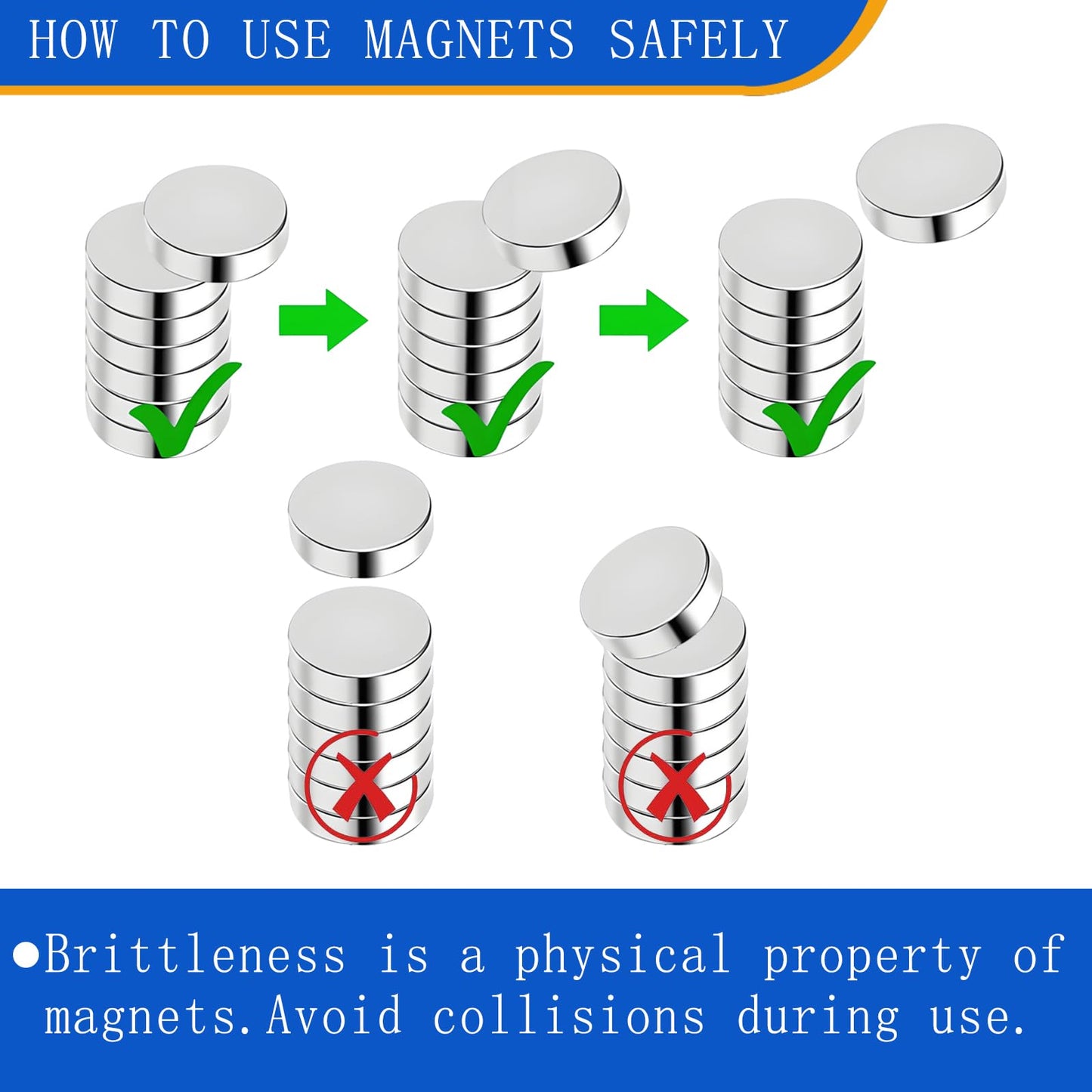 VECTYSMAG 76 Pack, 8 Sizes, with 1 Pickup, Mini Magnets for Crafts, Round Strong Neodymium Magnets for Fridge, White Board, DIY, Office