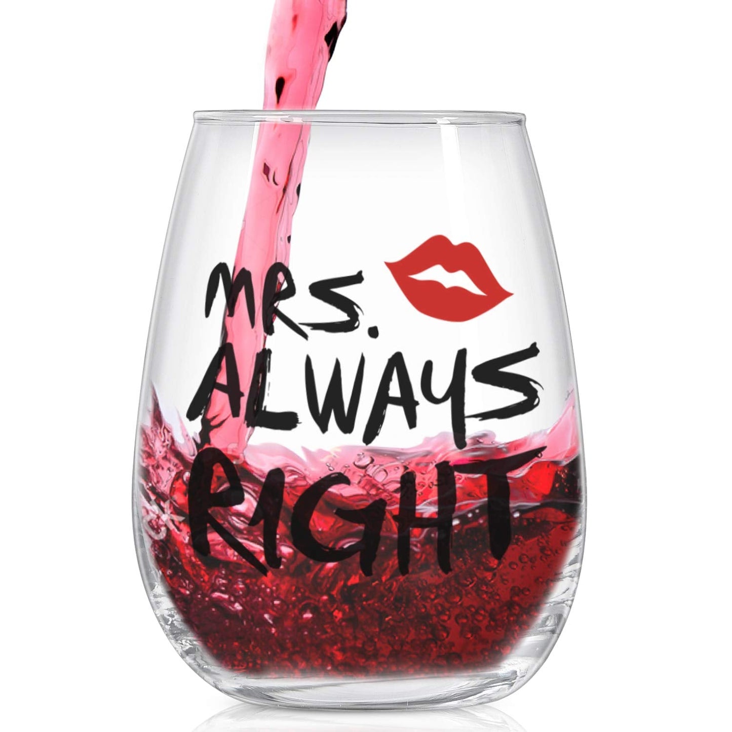 Mr. Right and Mrs. Always Right Stemless Wine Glass and Beer Glass, Funny Couple Set for Her Him Newlywed Couples - Ideal for Wedding Anniversary Valentines Birthday Christmas, 12Oz