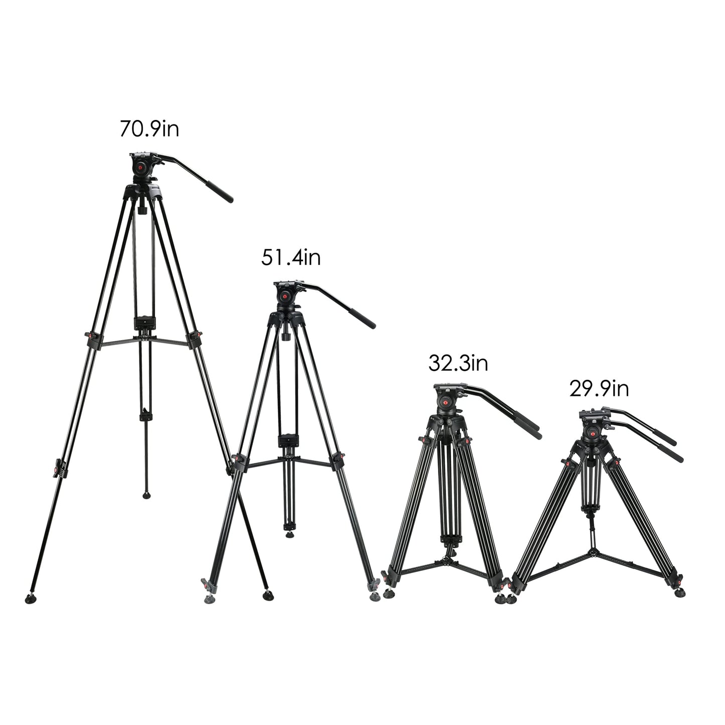 MagicLine 70.9" Aluminum Video Tripod,Heavy Duty Camera Tripod Stand with 2 Handles &360° Fluid Head & Adjustable Metal Middle Spreader,2 QR Plates for DSLR Camcorder Cameras(Max Load 22 lb)