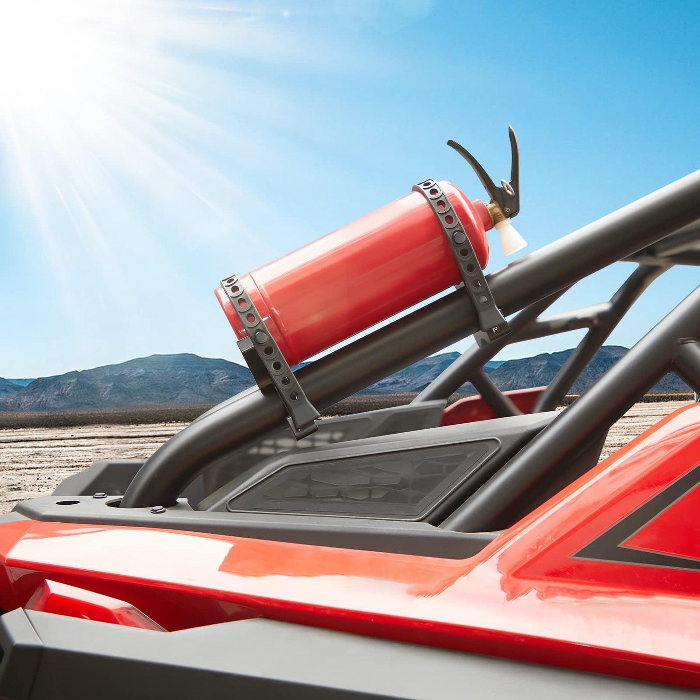 Kemimoto UTV Fire Extinguisher Holder, Adjustable Quick Release Roll Bar Fire Extinguisher Mount compatible with Polaris RZR Can Am X3 compatible with Kawasaki Teryx