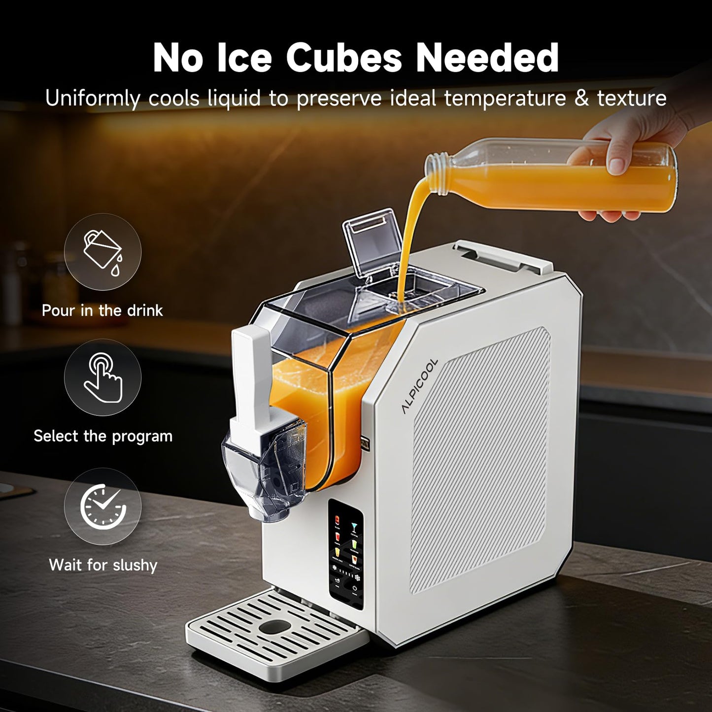 Alpicool Slushie Machine for Home 64 oz Slushy Machine Frozen Drink Maker with 6 Preset, No Ice Needed, Self-Cleaning Slushie Machine for Margaritas, Milkshakes, Frappes, Frozen Cocktails, LED Display