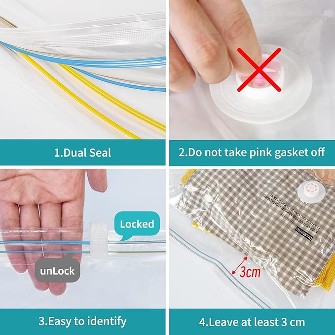 Vacuum Storage Bags, 10 Medium Vacuum Seal Bags for Clothing & Bedding, Space Saver Bags for Organization and Storage, Hand Pump Included(10M)