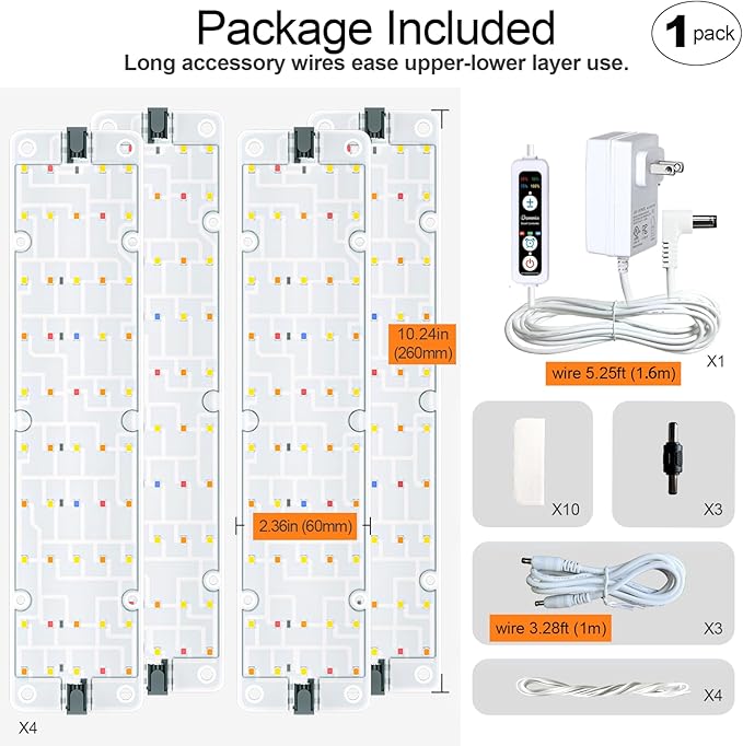 DOMMIA Grow Lights, 40W Linkable Grow Lights for Indoor Plants Full Spectrum, 6/12/16h Timer, Dimmable Ultra-Thin Plant Lights for Indoor Growing, Warm White, 2-Set