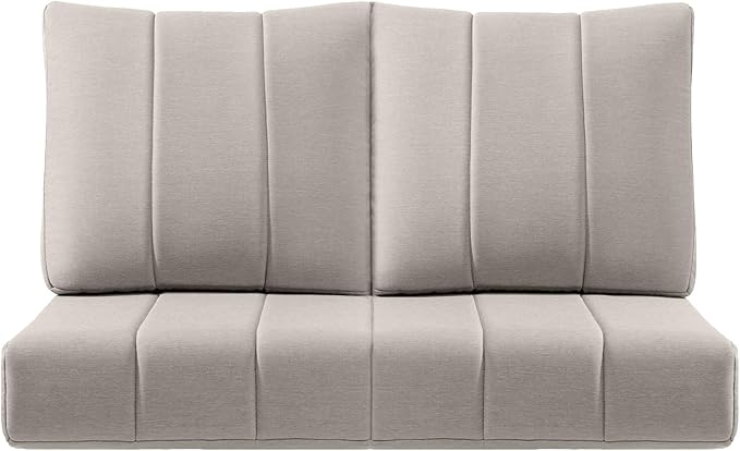 ACTREST Luxury 24x24x6 Inch Kitty Outdoor Seat Cushions - Set of 2 Water Resistant Patio Chair Seat Cushion for Rattan Dining Rocker Glider Chairs Loveseat Couch Sectional Sofa - Beige