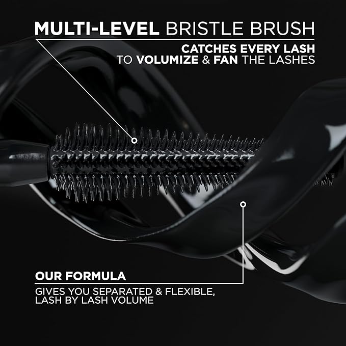 L'Oreal Paris Voluminous Panorama Mascara, Volumizing and Lengthening Mascara, Waterproof Longwear and Smudge Resistant Make Up, Black, 0.33 Fl Oz
