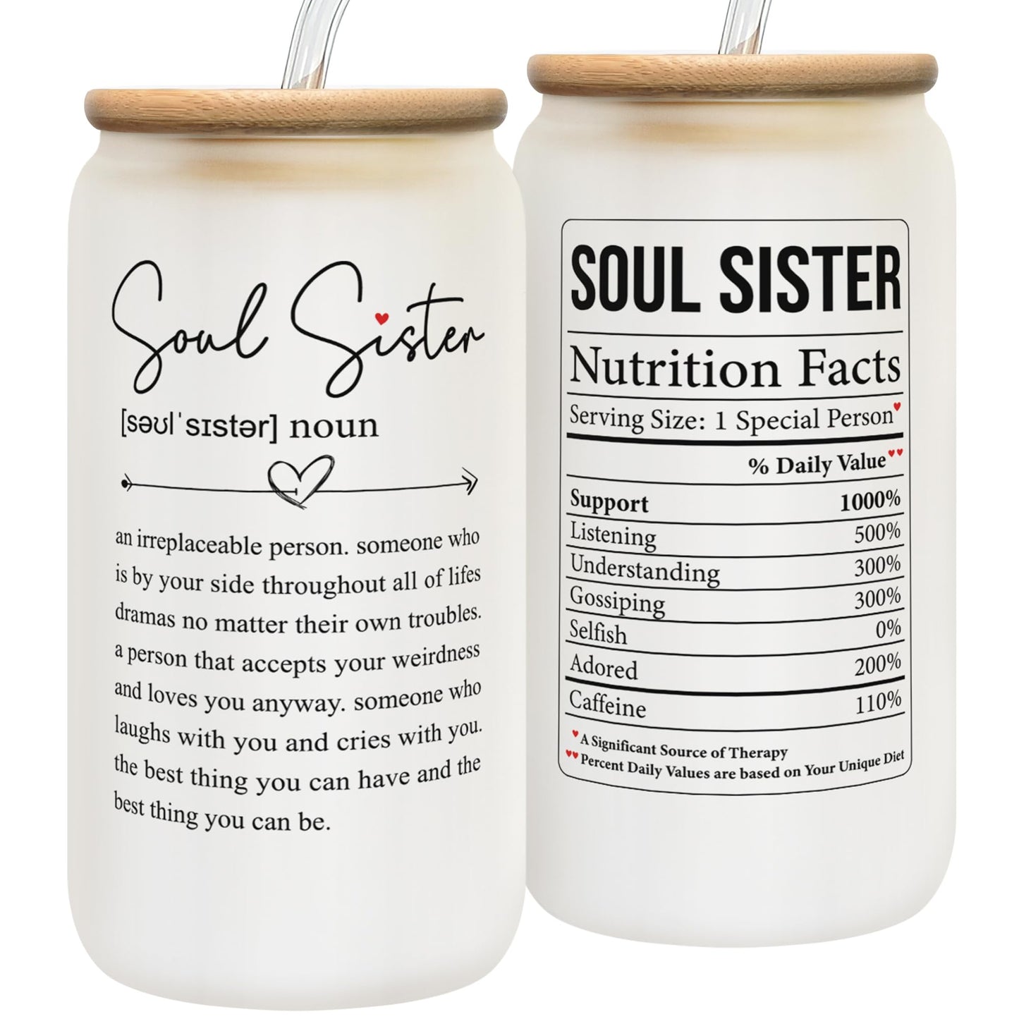 GINGULMINA Friendship Gifts for Women Friends - Mothers Day Gifts for Friends Female - Gift for Sister, Gift for Best Friend - Birthday Ideas for Best Friend Women, Bestie - 16 Oz Can Glass