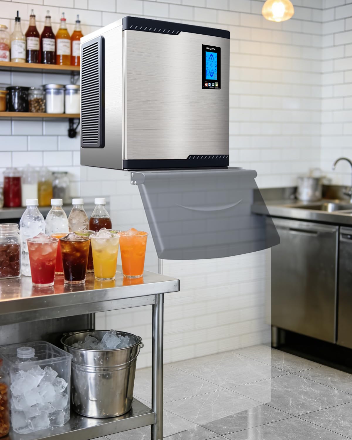 Commercial Ice Maker Machine Head Only, 500lbs/24H ETL Commercial Ice Maker with Self-Cleaning, DOE&CEC Energy-efficient,48 Hours Timer, Stainless Steel Ice Maker for Restaurant Bar Cafe Hotel