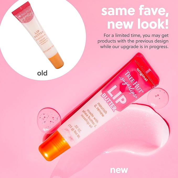 Tree Hut Original Sugarlips Lip Butter, Hydrating Lip Care to Lock in Moisture & Nourish Lips, Soft & Smooth Finish, Holiday Gift & Stocking Stuffer, 0.52 fl oz