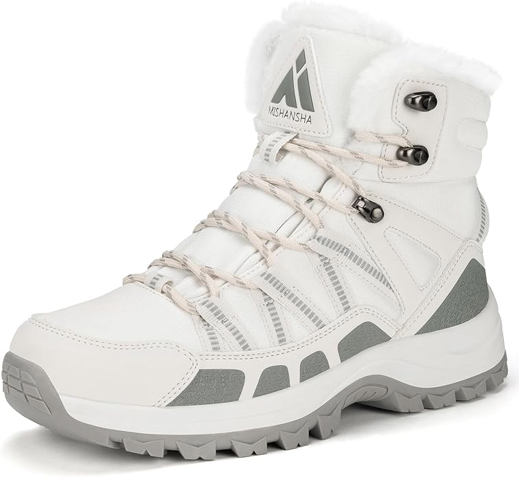 Mishansha Women's Winter Snow Boots Waterproof Warm Fur Lined Ankle Hiking Boot Non-Slip Outdoor Cold Weather Shoes