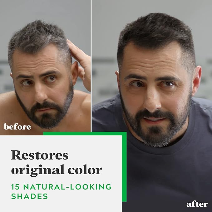 Just For Men Shampoo-In Color (Formerly Original Formula), Mens Hair Color with Keratin and Vitamin E for Stronger Hair - Real Black, H-55, Pack of 2
