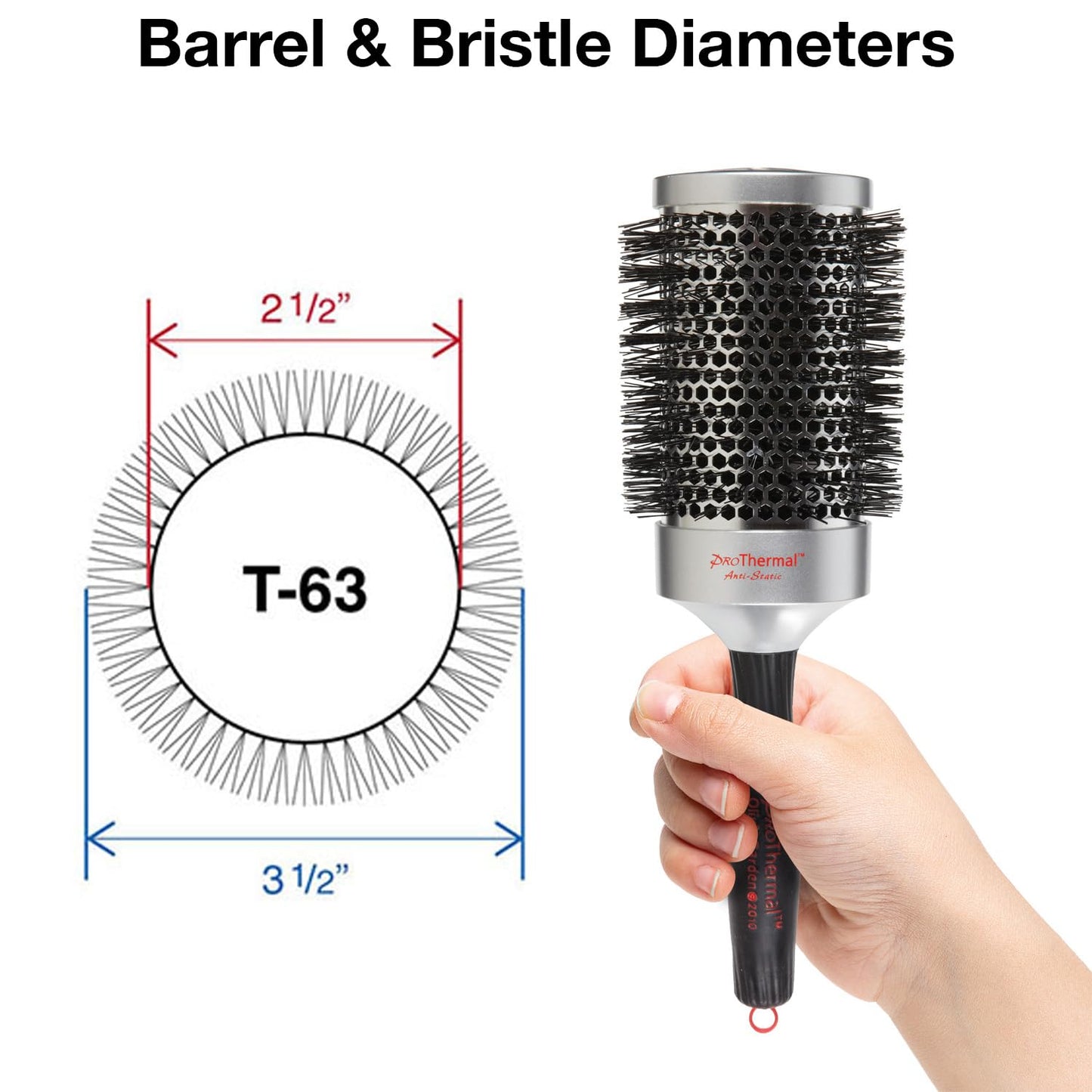 Olivia Garden ProThermal Anti-Static Round Hair Brush T-63 (3 1/2)