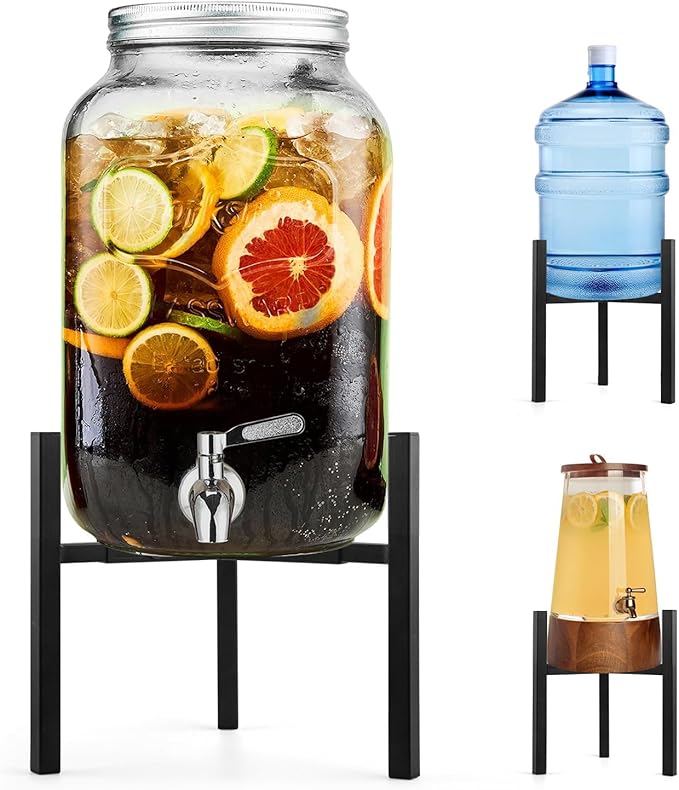 Uoveya Beverage Water Jug Stand Adjustable 7-12.6 IN - Drink Dispenser Stand Only, Fit 3-5 Gallon Water Jug Holder Contain...