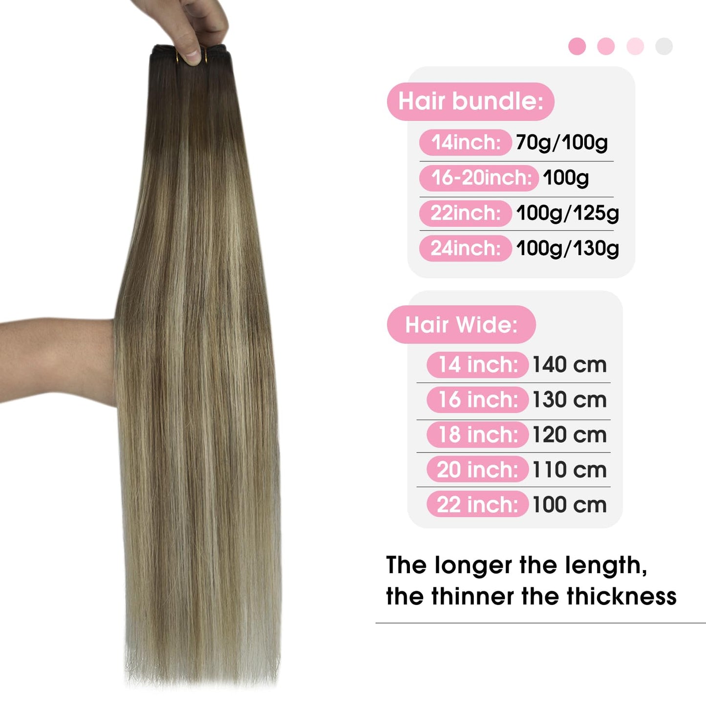YoungSee Weft Extensions Brown Ombre Dark Brown Ombre Light Brown with Blonde Sew in Real Hair Extensions for a Realistic and Un