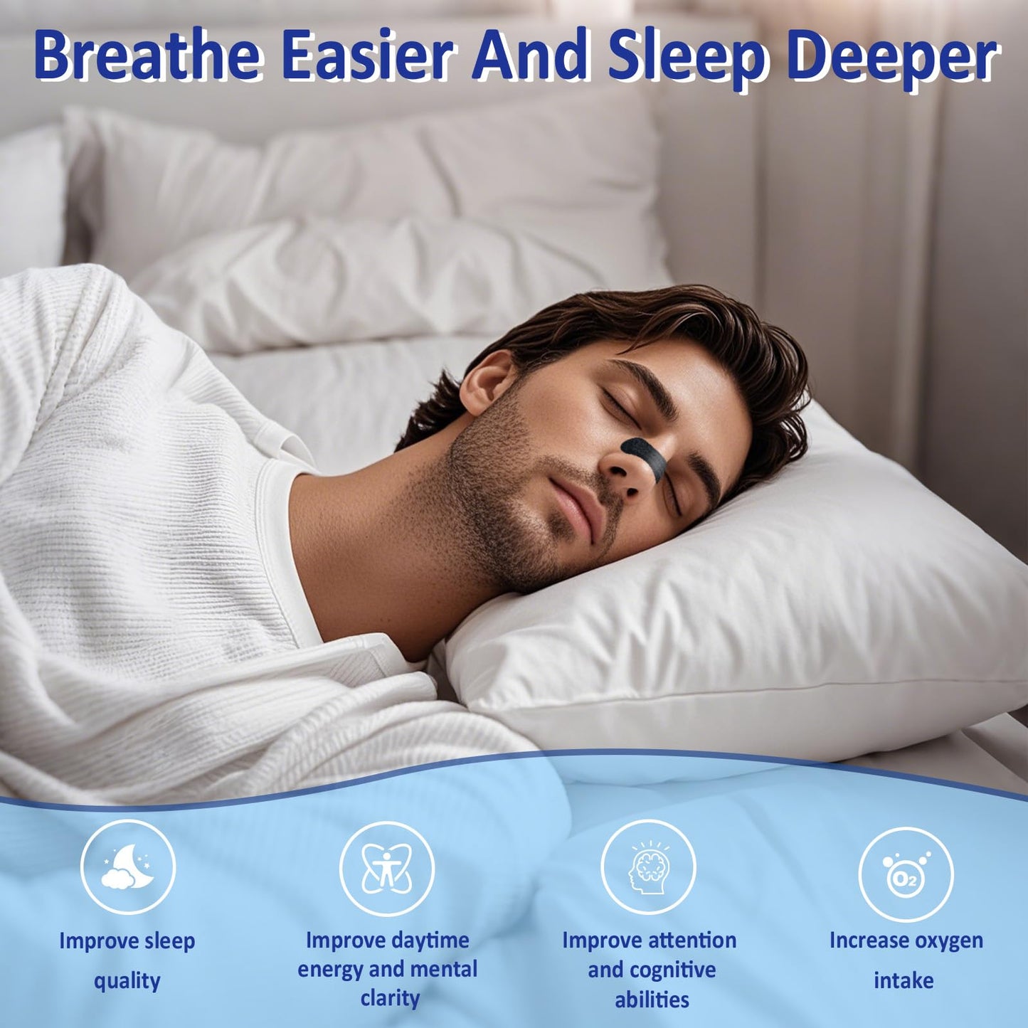 Nasal Strips for Snoring - Extra Strength Nose Strips for Breathing, Black Nose Tape for Sleeping and Sports (60 Ct), Nasal Congestion Relief, Oil & Sweat Proof
