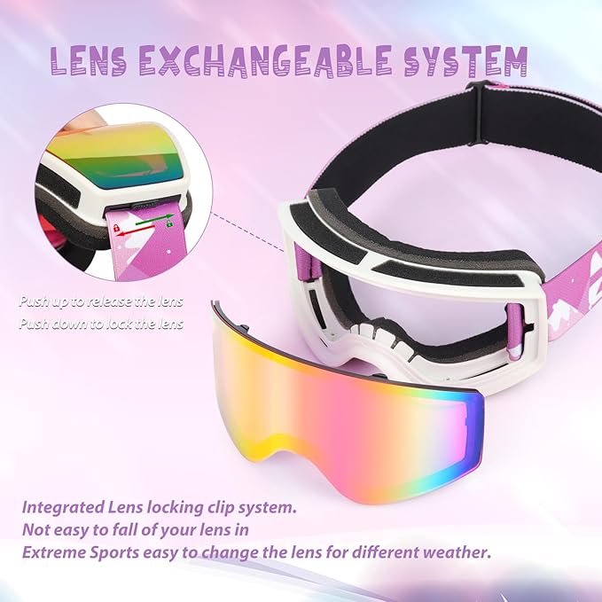 EXP VISION Ski/Snowboard Goggles Parent-child Snow Goggles Over Glasses for Men, Women Youth Kids