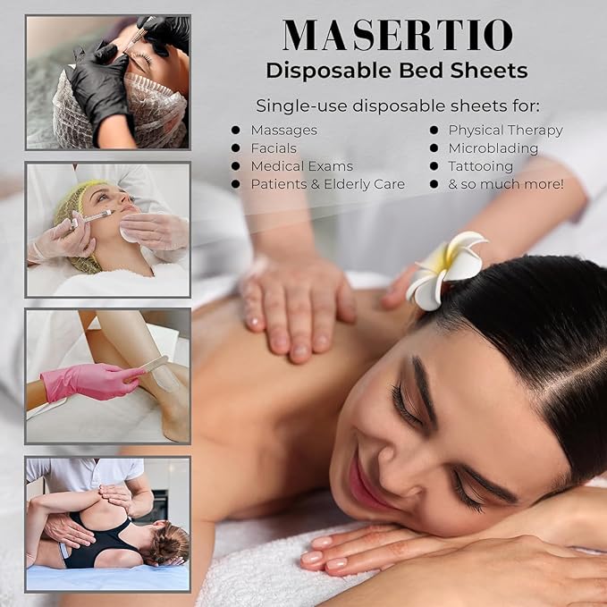 Disposable Massage Bed Cover - Non-woven Disposable Material - Ideal for Spa, Massage Table, Tattoo, Waxing Table - No Crinkle Table Sheets - 31.5 x 71 Inches (30 Sheets Per Roll)