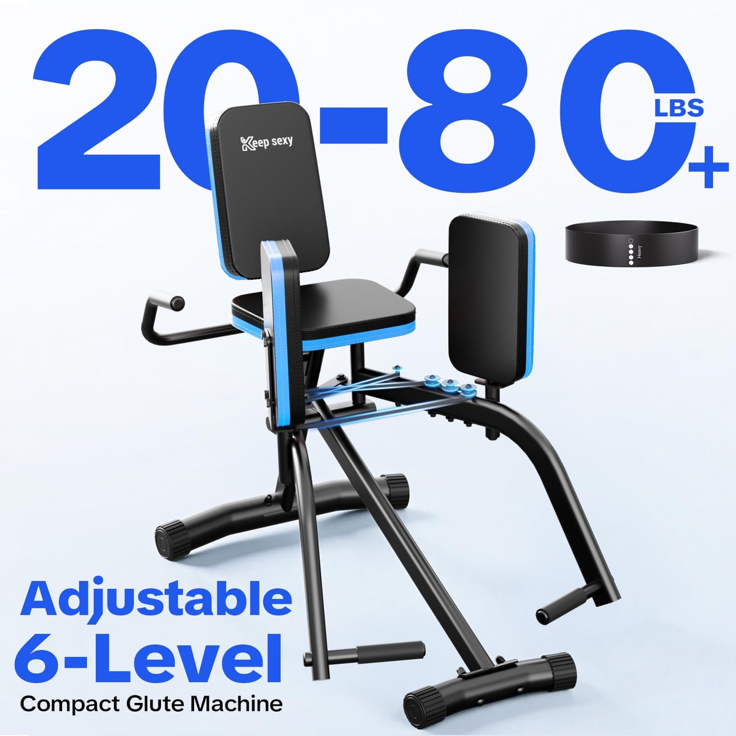Keep Sexy Hip Abductor Machine for Home Gym, 6-Level Thigh Exercise Equipment w/ Bonus Resistance Band | Compact Plush Padding Glute Machine, Booty Builder & Thigh Toner for Women Men