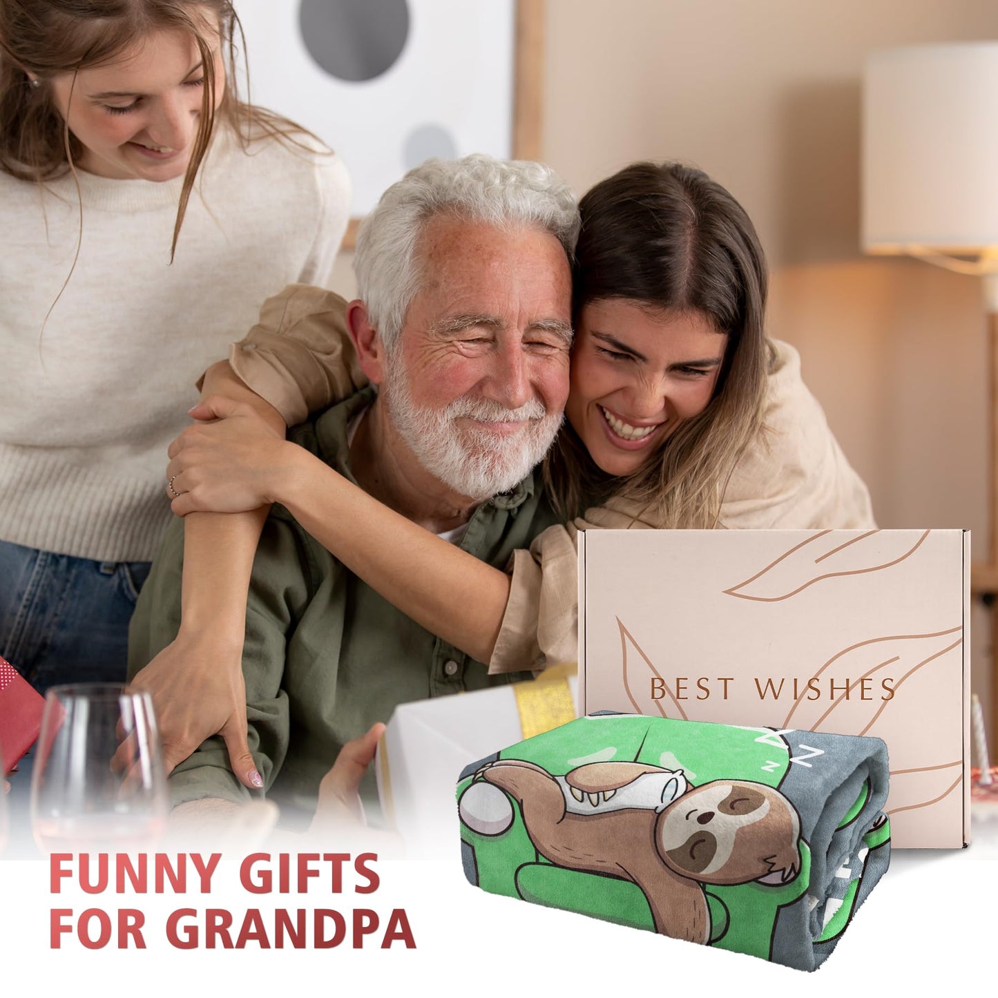 Funny Grandpa Gifts, Birthday Gifts for Grandpas, Grandpa is Not Sleeping Blanket, Funny Gift Blanket for Grandpas Grandfather from Grandkids 60" x 50"